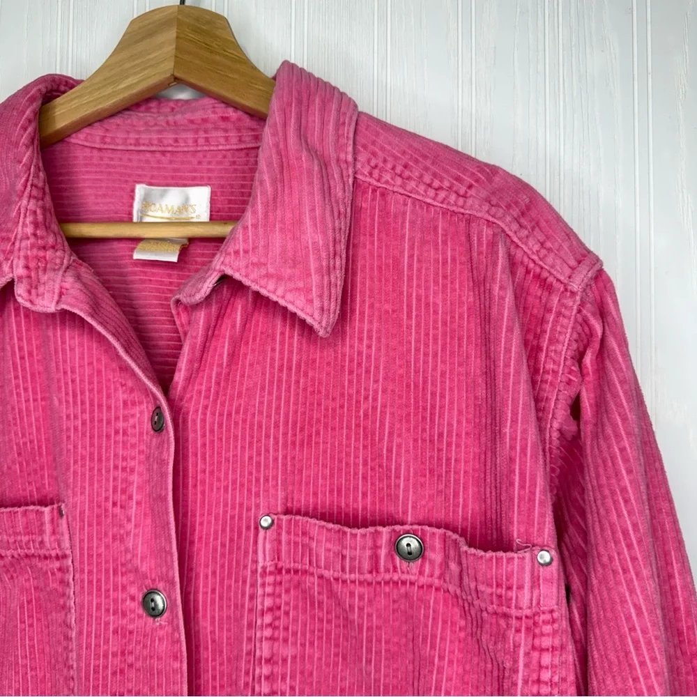 Roaman’s pink corduroy button up Shacket size Large - Picture 2 of 7